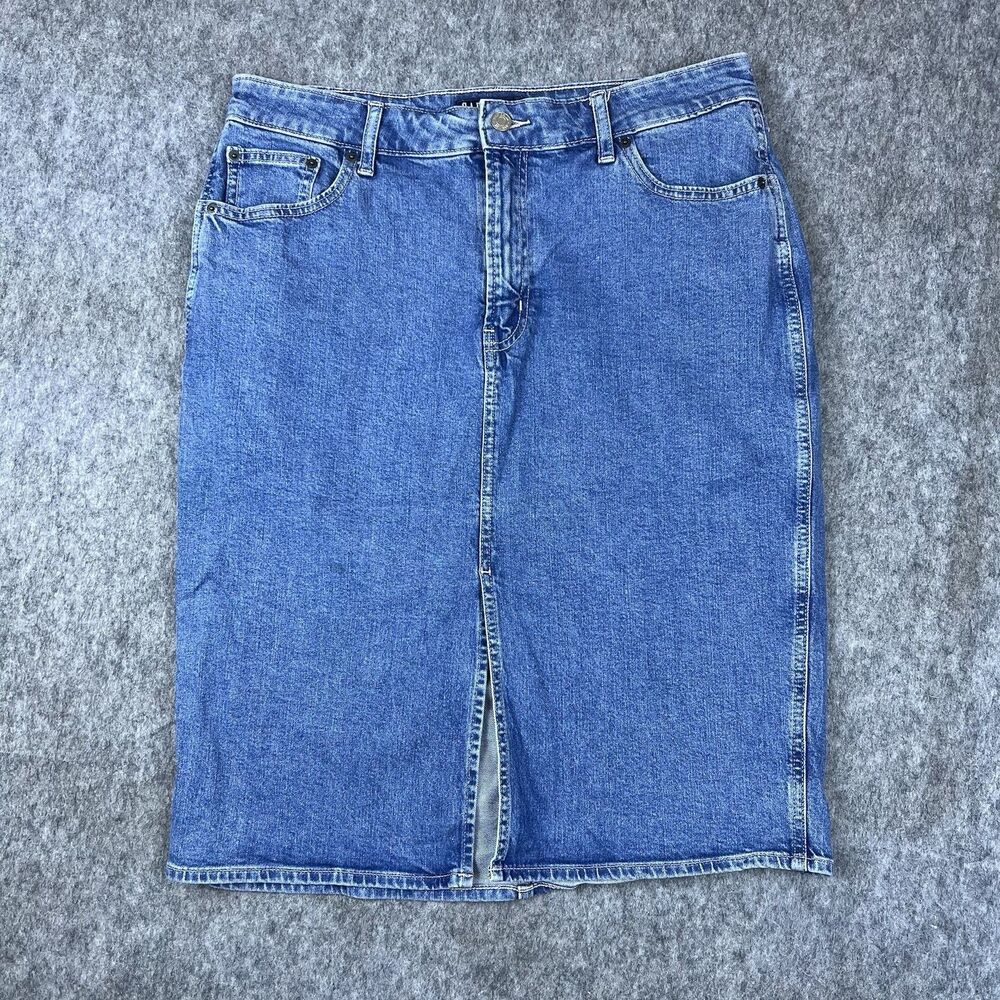 Gap Women's Denim Midi Skirt Medium Wash Blue Cotton Pockets Y2K Size 14/32